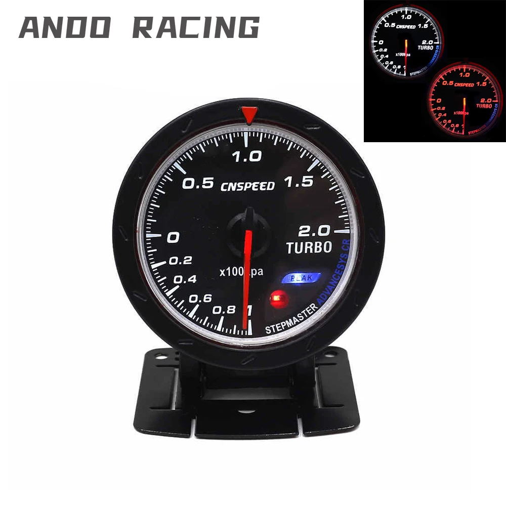 

CNSPEED 60MM 12V Car Turbo Boost gauge Red & White Lighting BAR Type Black Face Pressure Gauge YC101347