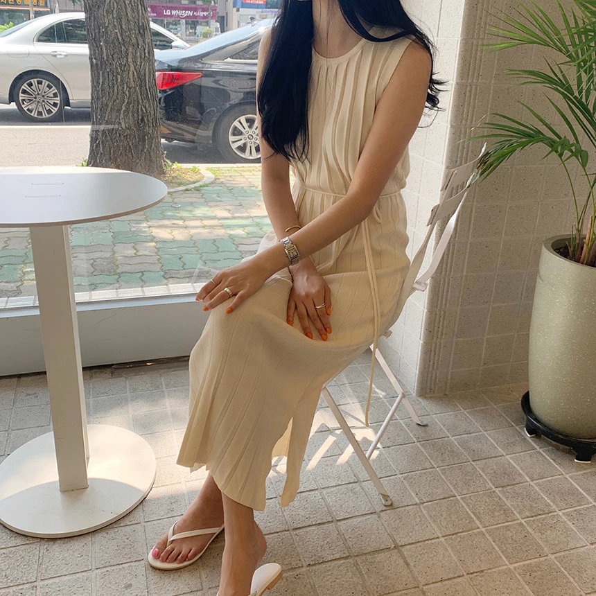 

Fashion dress female high collar was thin mid-length Korean summer lace-up waist wool knitted sweater skirt