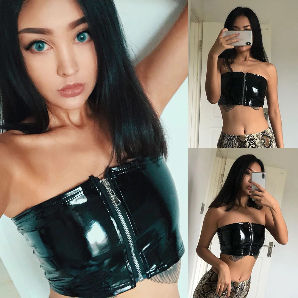 Женская передняя молния модная дышащая короткая летняя трубка топ Уличная