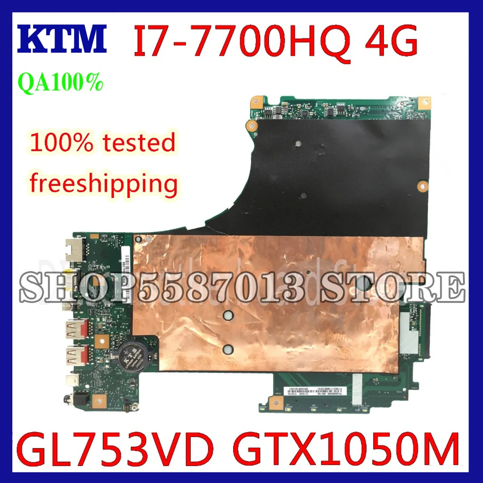

KEFU GL753VD For ASUS GL753VD Laptop Motherboard GTX1050M Mainboard 4G video memory I7-7700HQ cpu Test work 100%!!!