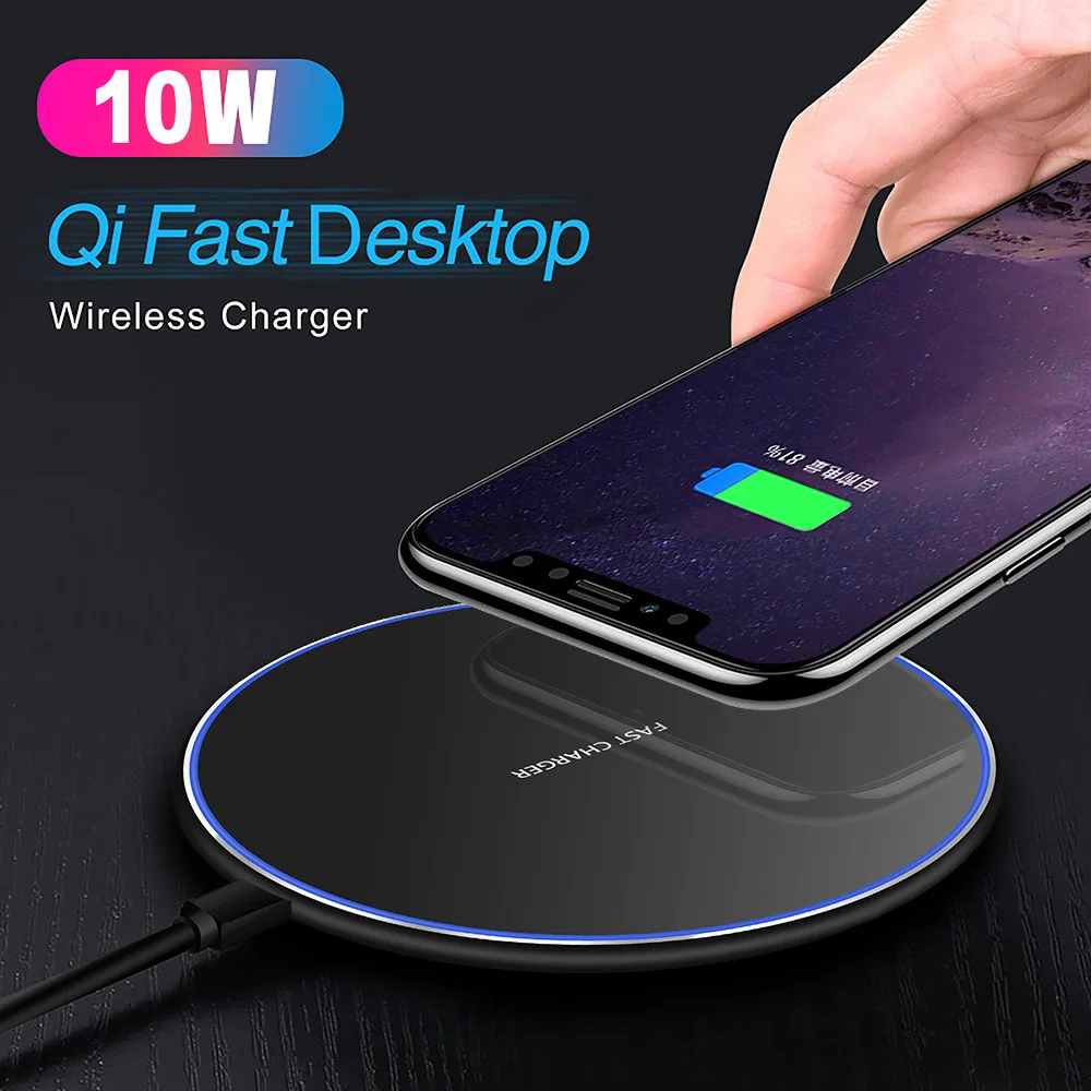 QC 3 0 Qi Беспроводное зарядное устройство для iPhone 11 8 X XR XS Max 10 Вт быстрая