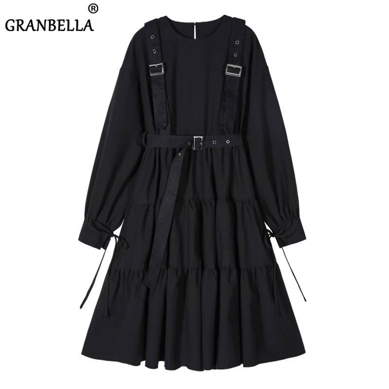 Женское повседневное плиссированное платье Крутое черное в стиле мотора с