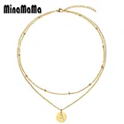 Многослойная цепочка из нержавеющей стали, подвеска с буквами на заказ, ожерелье для искусственной монеты, алфавит, чокер с именем, ювелирные изделия