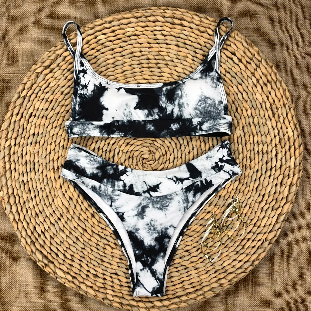 

Home&Nest Women Sexy Tie-dye Printed Bikini Set Push-Up Padded Beach Bikini Monokini Swimsuit Swimwear Beachwear Bathing Suit