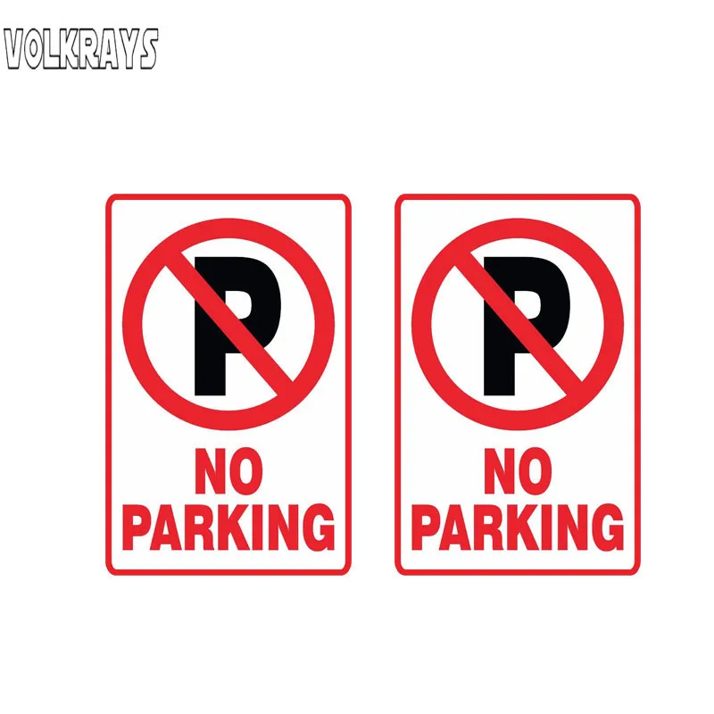 

Volkrays 2 X Car Sticker Warning NO Parking Accessories Reflective Waterproof Cover Scratches Sunscreen Funny PVC Decal,6cm*10cm