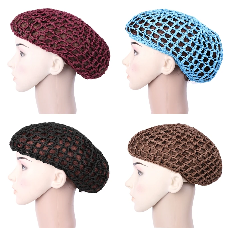 

Вязаная крючком шляпа Snoods сетчатая булочка Обложка Женская шапка Череп мусульманская мягкая U2JD