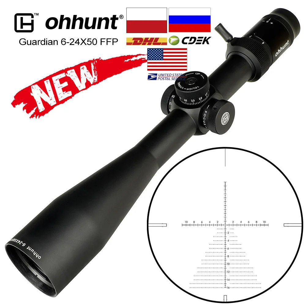 Прямая доставка Fron Польша и Россия Ohhunt Guardian 6 24X50 FFP первая фокальная плоскость