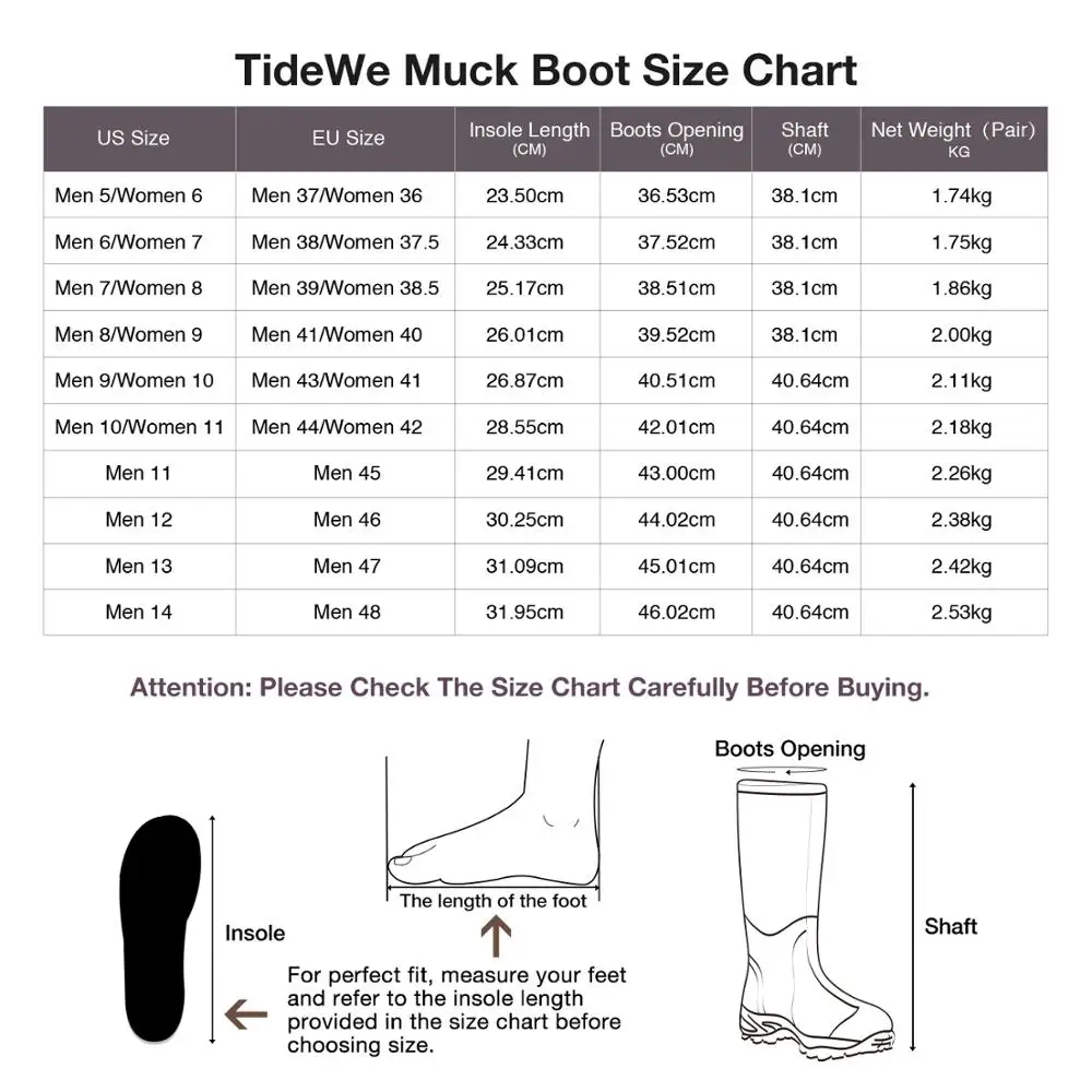 TideWe сапоги Muck водонепроницаемые прочные 6 мм Неопреновые многоцелевые охотничьи сапоги дождевые сапоги для мужчин и женщин