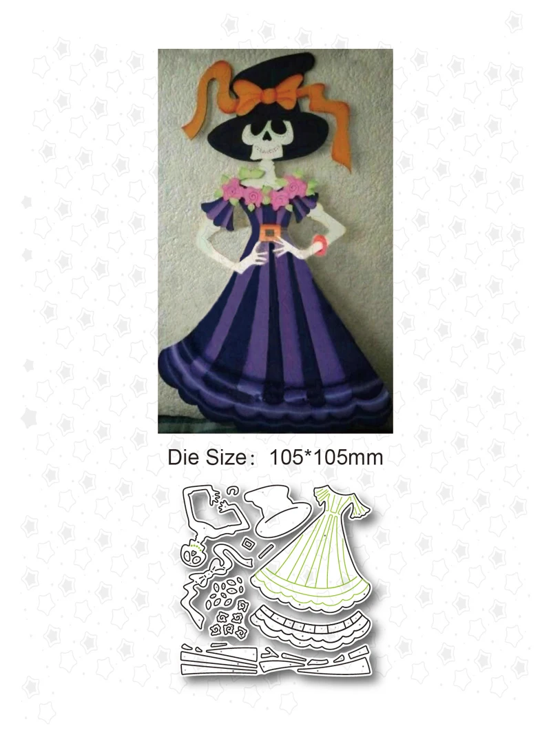 

Halloween Metal Cutting Die Skull Lady Scrapbook Clear Stamp Stamping Decoration Creative Embossing DIY Craft New Arrival 2021