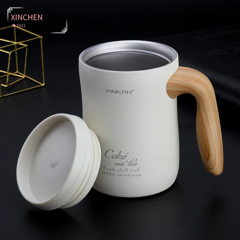 

470ML Vacuum Coffee Cup with Handle Insulation Mug Minimalist Style Office Leakproof Tea Cup with Lid Household Milk Thermos