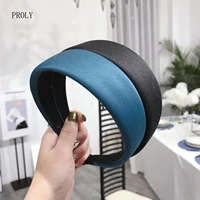 proly new fashion women hairband wide side smooth plaid headband for adult elastic sponge turban girls hair accessories