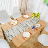 cotton linen table runner wood pattern table flag tablecloth wedding party home decor table cloth