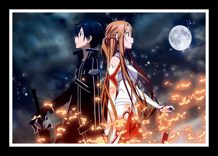 Идеальный JL видеоигра меч искусство онлайн Kirito Asuna постер японское аниме