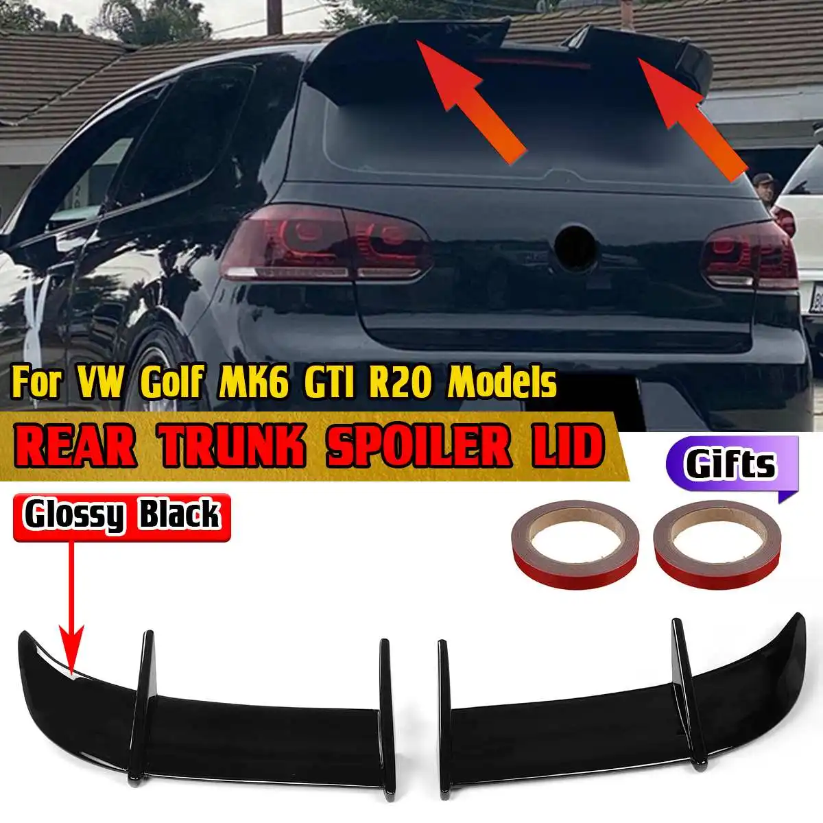 

GTI New AK Style Car Rear Trunk Spoiler Lip Boot Wing Lip For VW Golf MK6 GTI R20 Models Car Rear Wing Spoiler Lip Body Kit