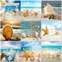 chenistory sand shell paint by numbers kits frameless diy abstract painting by number on canvas home decor digital hand painting