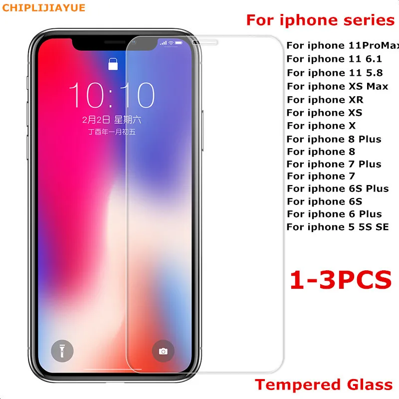 3 шт закаленное стекло для iPhone X XS MAX XR 5 5S SE 5c Защитная пленка экрана 6 6s 7 8 Plus 11 Pro