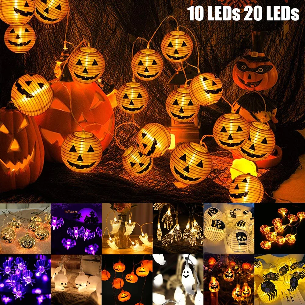 Гирлянда на Хэллоуин батарейках в виде тыквы паука летучей мыши черепа гирлянда