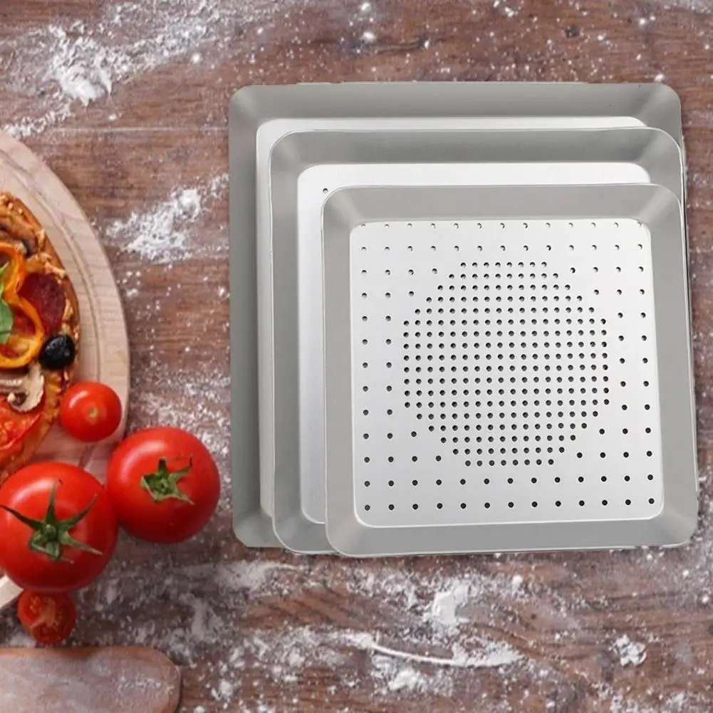 

Delicate 8 Inch-16 Inch Wide Application Aluminium Alloy Pizza Pan Tray 8 Sizes Pizza Pan Tray Square for Home