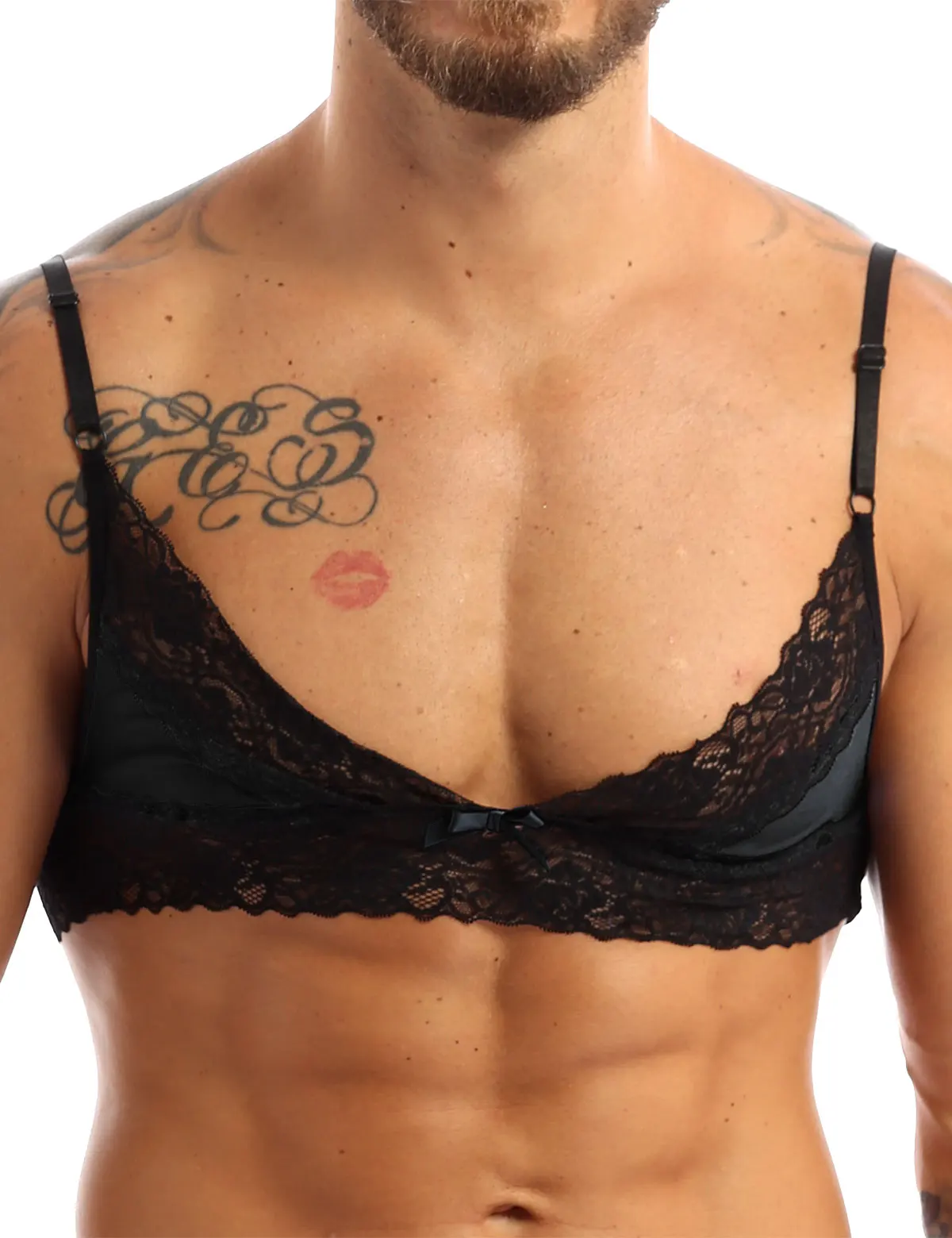 Комплект нижнего белья Мужской Атласный с кружевной отделкой пикантный