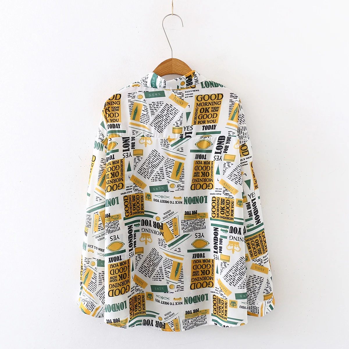 Новинка весны 2020 женская шифоновая блузка с принтом газет и буквами осенняя