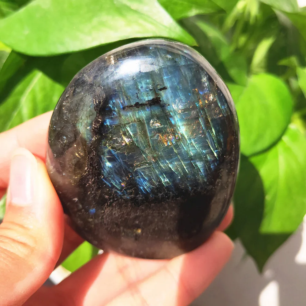 

Crystal palm stoneNatural labradorite Worry Stone labradorita Quartz gemstone Anxiety Stress Relieve Reiki Healing 40-200g