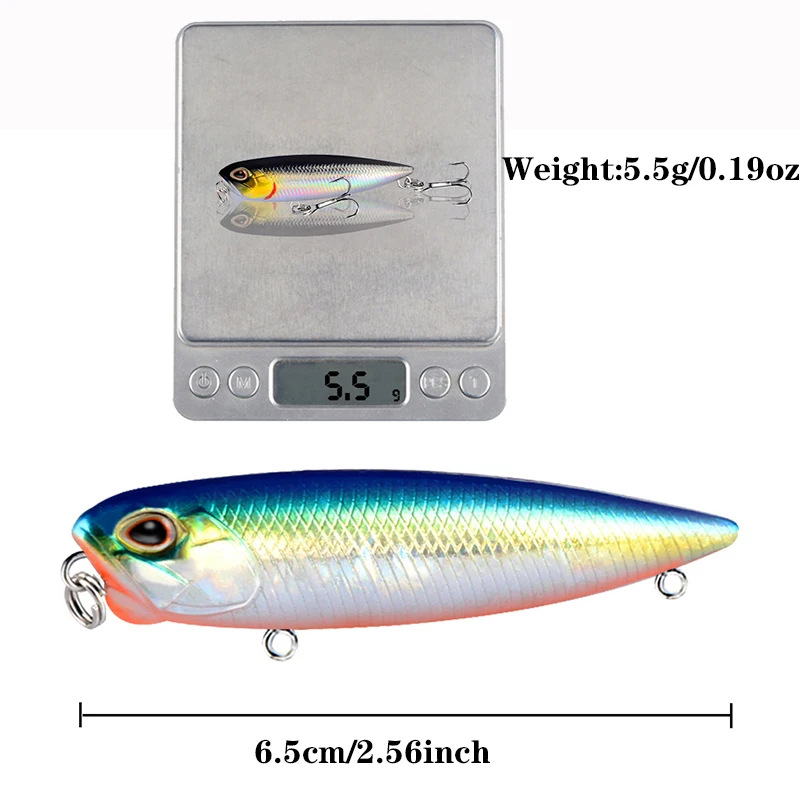 

6pcs Floating Pencil Bait 6.5cm/5.5g Jerkbait Artificial Plastic Hard Bait Crankbait Bass Fishing Wobblers Carp Fishing Tackle