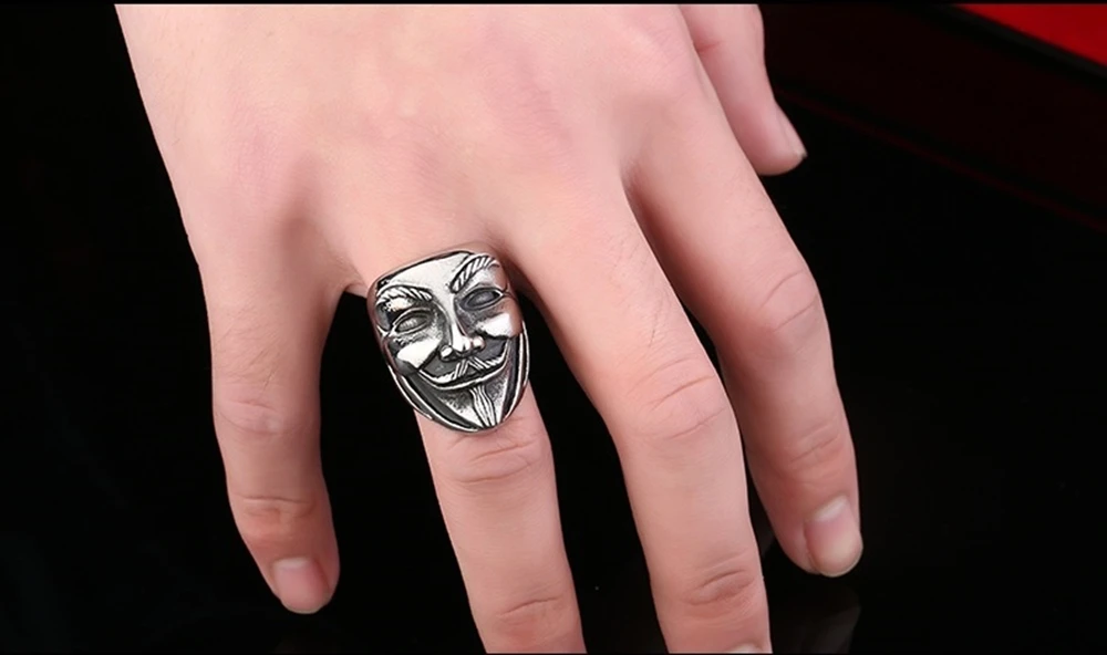 V для Вендетта кольцо маска улыбка Череп большой палец эффект античный