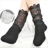 2021 spring new korean lace goddess socks long tube lace pile socks cotton socks womens trend calf socks