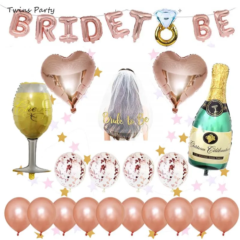 

Twins Party Wedding Decorations Bridal Shower Rose Gold Wedding Veil Team Bride To Satin Sash Bachelorette Party Girl Hen Party