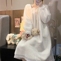 2021 new style pajamas womens autumn and winter plush thickening can wear sweet princess style home clothes sleepwear women