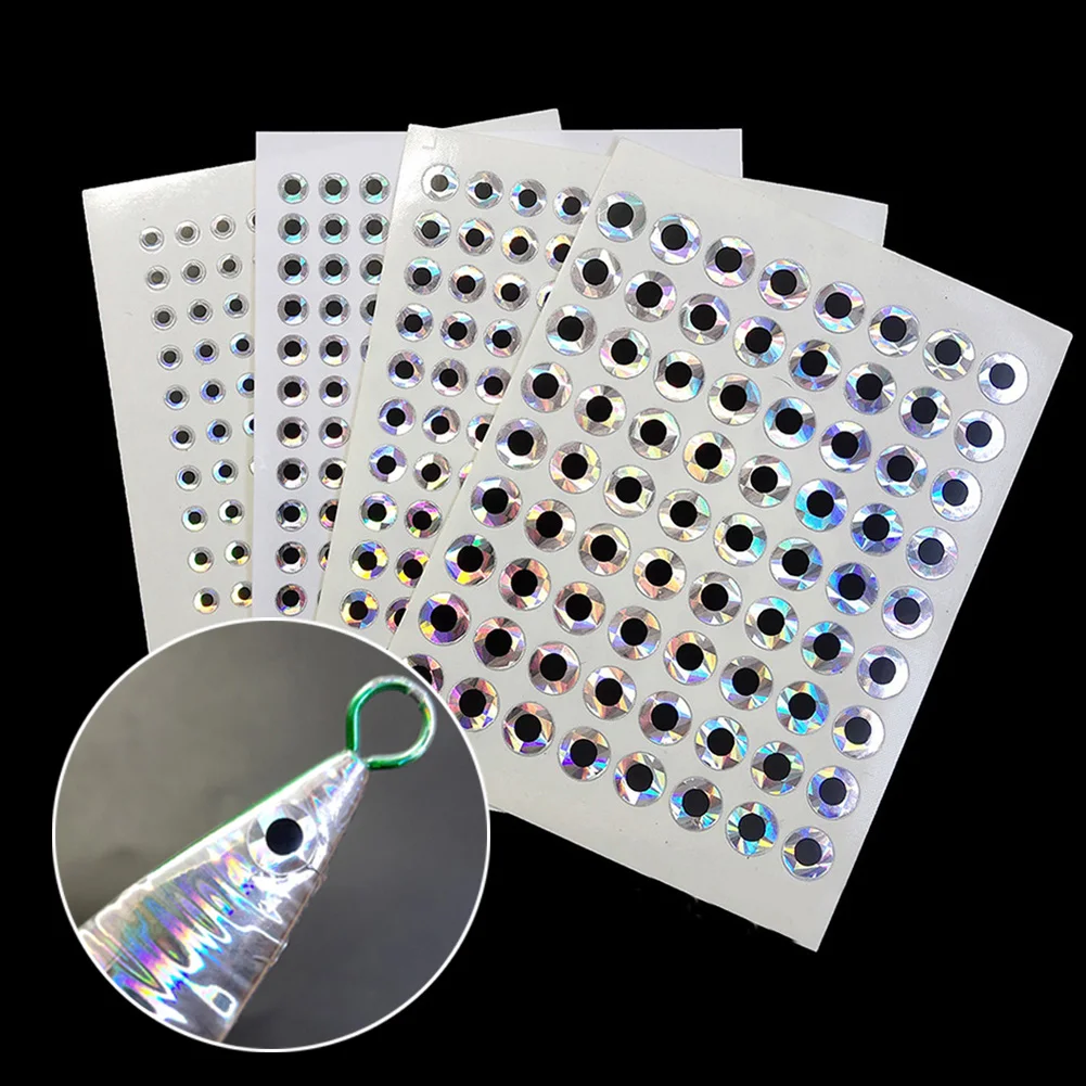 

4 5 6 8mm Fishing Lure Eyes Reflective Eye Tape Realistic 2D Flat Stick-On Fishing Lure Eyes Fishing Tackle Pesca Iscas