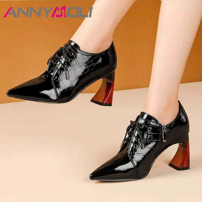 Женские туфли на высоком каблуке ANNYMOLI из натуральной кожи молнии размер 44 | Обувь