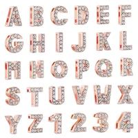 1pc rose gold crystal 26 letters charm beads fit brand charm bracelets necklaces for women christmas jewelry gift making
