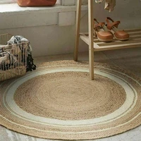 carpet round natural woven jute modern rustic look handmade double sided decoration home living room decoration