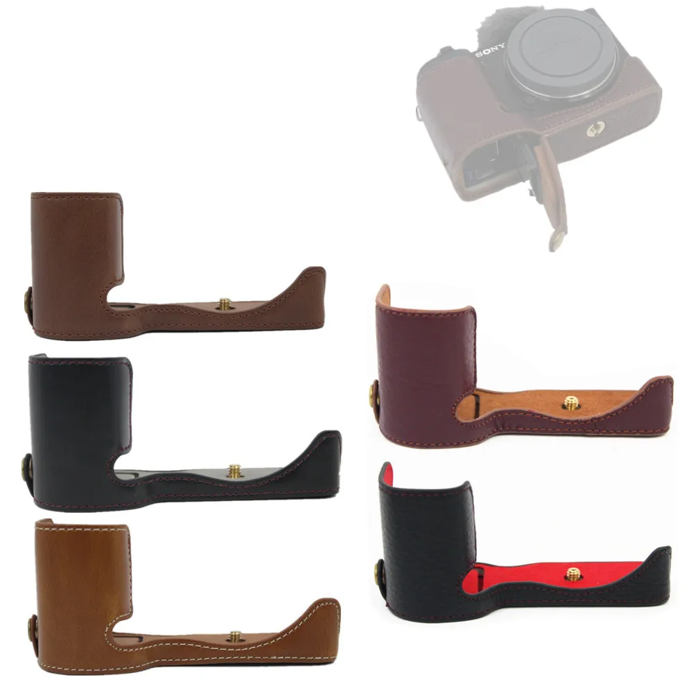 

PU / Genuine Leather Camera Bag Half Base Body Case Cover Shell Protector for Sony ZV-E10 ZVE10