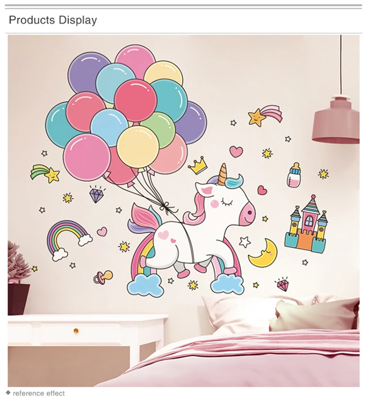 [SHIJUEHEZI] мультфильм единорог Радуга наклейки на стену DIY Наклейка на стену с изображением животных наклейки для детей детская комната украшение для детской спальни