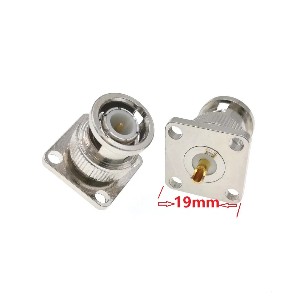 

50pcs BNC 4 Hole Panel Mount Male Plug With Solder Cup Straight RF Connector
