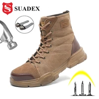 suadex steel toe boots for men military work boots indestructible work shoes desert combat safety boots army safety shoes 36 48