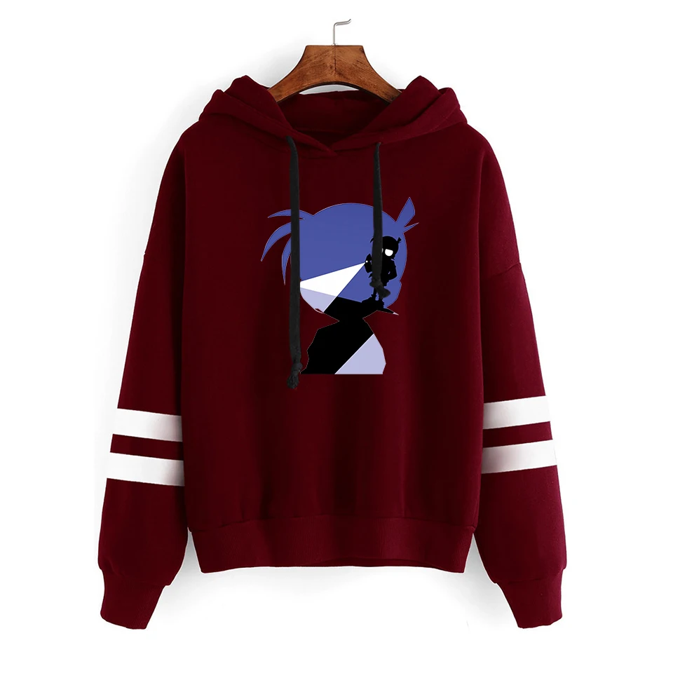 Burgundy Detective Conan Fashion Print Case Closed Hoodies Outwear Sweatshirt Casual Unisex Soft Streetwear Trendy Hot sale Clothes - Цвет: Burgundy