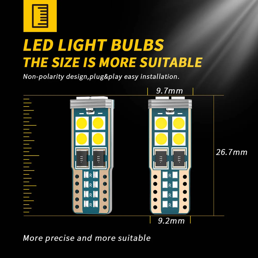 

10 шт. Canbus светодиодные лампочки салона Купол светильник T10 LED W5W 10-SMD 168 194 6000K дневные ходовые огни 12V белый просвет светильник Неполярные и дро...