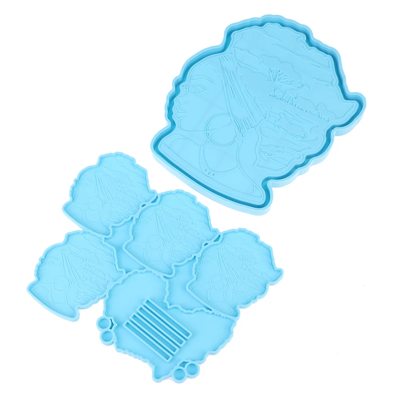 

Afro Female Rolling Tray Epoxy Resin Mold African Goddess Plate Silicone Mould
