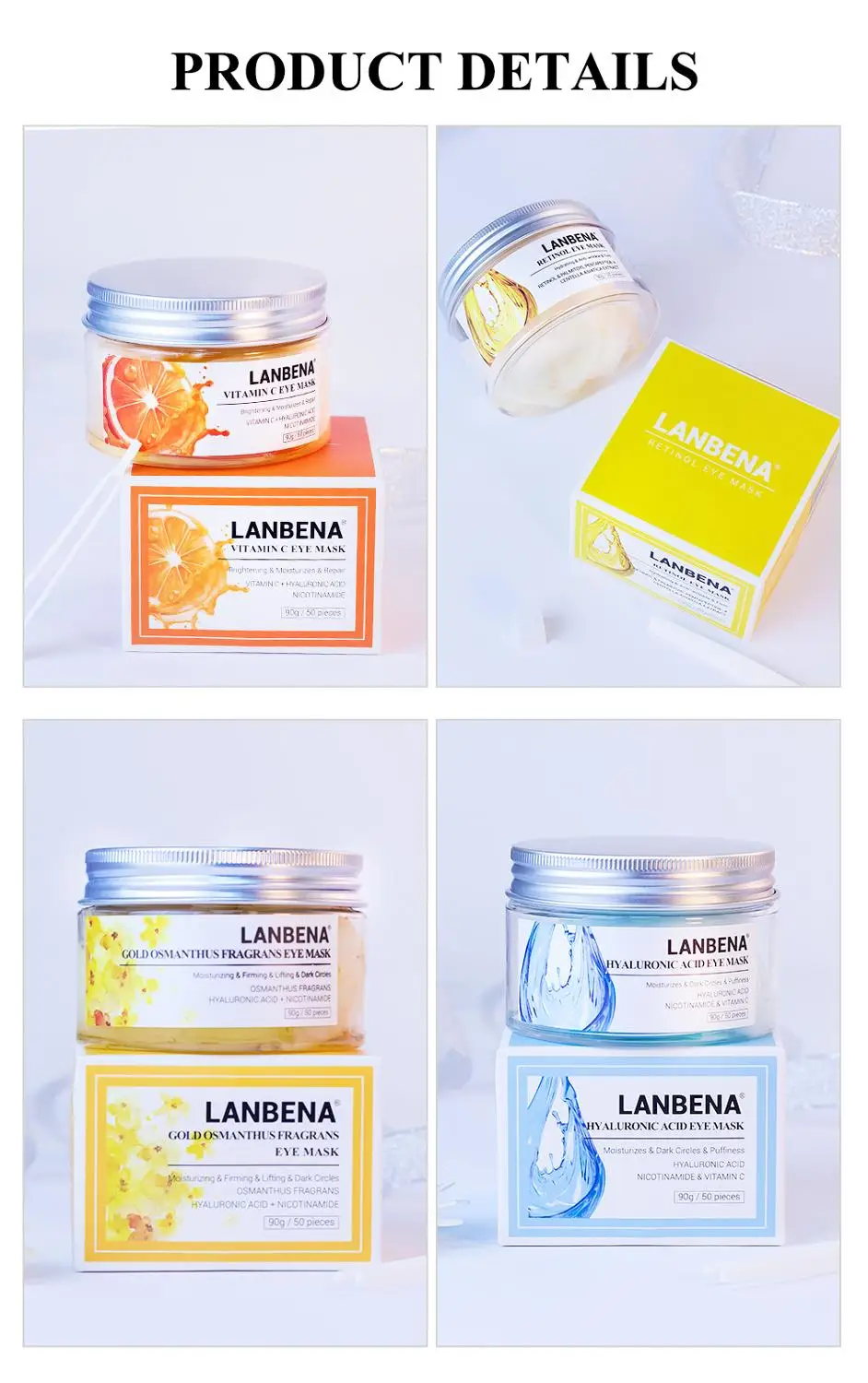 

LANBENA Patches for Eyes Nourishing Gold Osmanthus Eye Mask Removal Dark circles and Eye Bags Patches Under Eye Anti Wrinkles