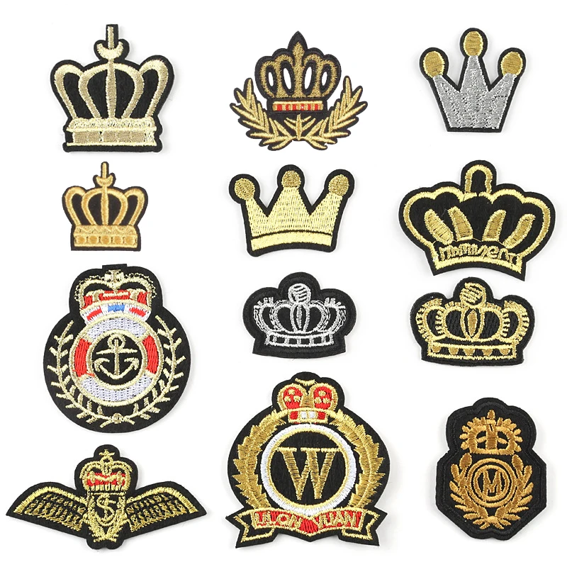

Iron-onCrown King Patches for Clothing Iron Embroidered Sewing Applique Cute on Fabric Badge New 3D Apparel Accessori Decoration