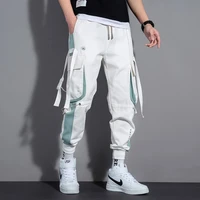 houzhou black cargo pants for men joggers sweatpants mens cargo trousers male white korean techwear steetwear hip hop ribbons