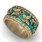 Женское Двухрядное кольцо с бабочкой из натурального камня, с белым цирконом