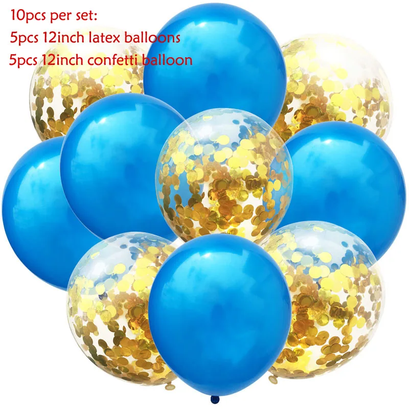 10pc(Gold-Blue) 14 шт./лот, набор конфетти из смешанного розового золота с воздушным шаром на день рождения, воздушный шар на свадьбу, день рождения, декоративный шар, сделай сам - Цвет: 10pc(Gold-Blue)