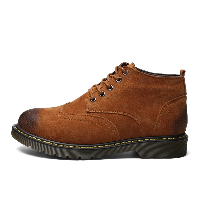 66988Brown Модные зимние мужские ботинки; уличные удобные кожаные ботинки с высоким берцем; теплые мужские Ботинки martin; мужские Ботильоны; размеры 38-46 - Цвет: 66988Brown