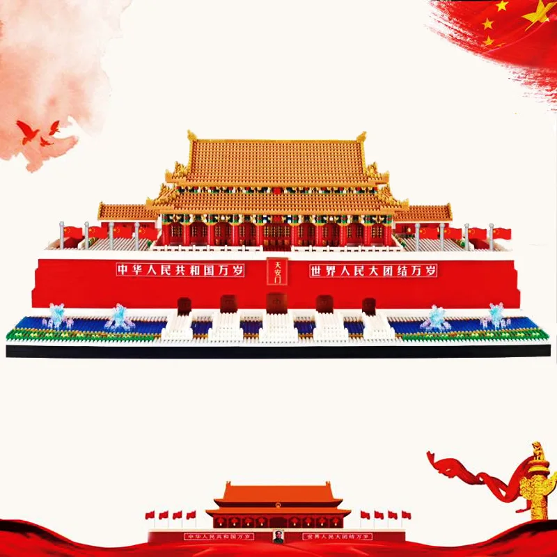 

Конструктор Beijing Tian'anmen Rostrum, модель дворца императора в китайской архитектуре, микро-Алмазный конструктор, игрушки для детей YZ100