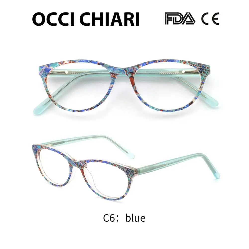 C6-blue OCCI CHIARI, прозрачные очки, оправа для девочек, детский, анти-синий светильник, очки, фирменный дизайн, ацетат, компьютерные очки, W-CANZI - Цвет оправы: C6-blue