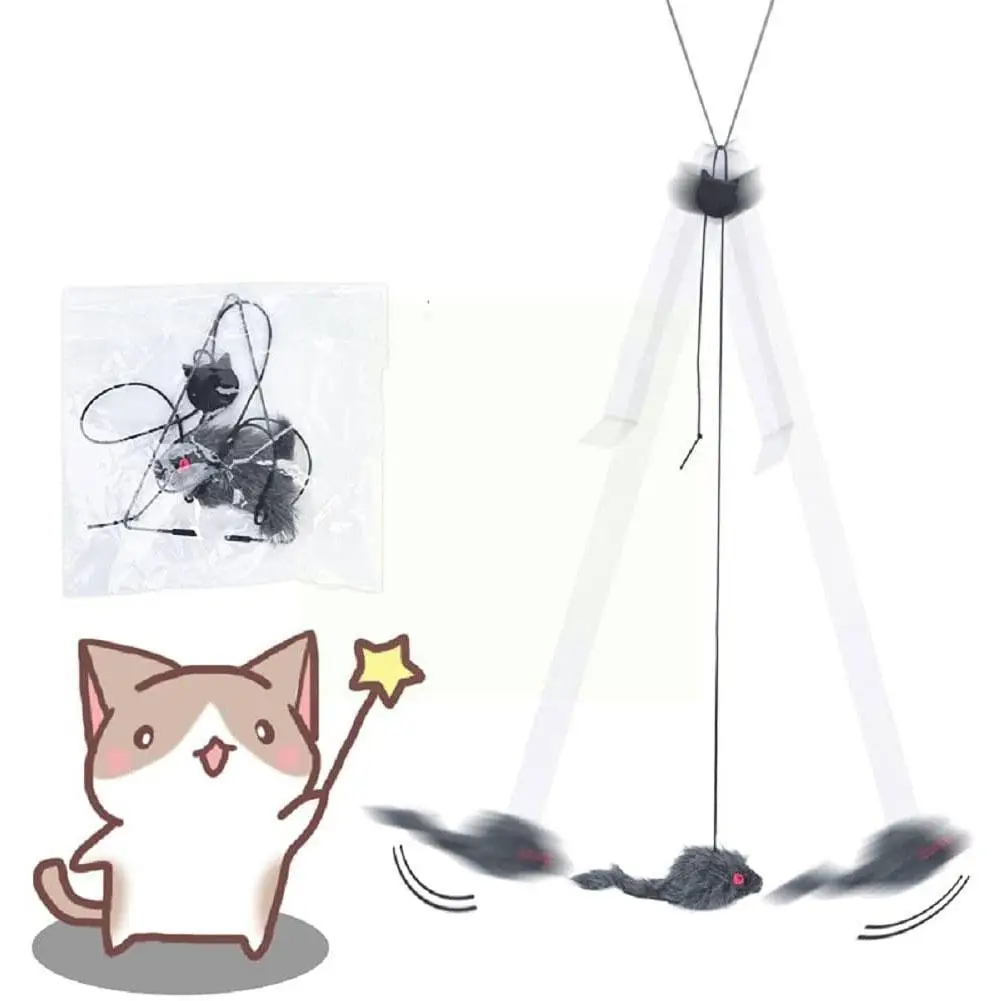 

Door Window Hanging Mouse Interactive Toys Mice Flutter Teaser Self Palying Pet Toys For S Kitten Adjustab X6o1